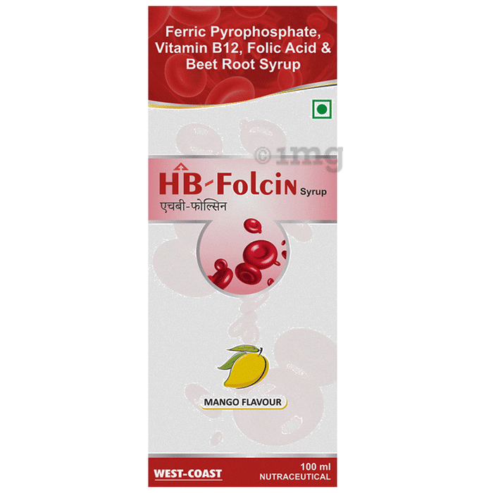 Westcoast HB-Folcin Syrup| Folic Acid ,Vitamin B12 ,Vitamin C | Mango