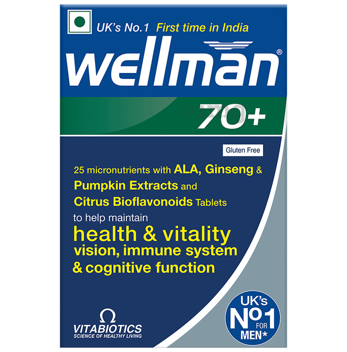Wellman 70+ Health Supplement to Maintain Health & Vitality Vision, Immunace System & Cognitive System Tablet Gluten Free