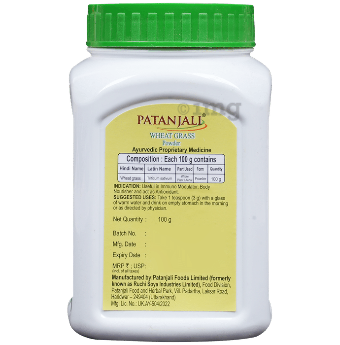 Patanjali Ayurveda Wheat Grass Powder Buy bottle of 100.0 gm
