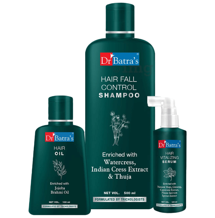 Dr Batra's Combo Pack of Hair Vitalizing Serum 125ml, Hair Oil 100ml and Hair Fall Control Shampoo 500ml