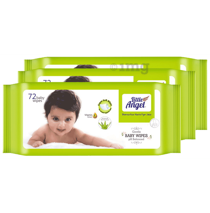 Little Angel Super Soft Cleansing Baby Wipes with Aloe Vera & Vitamin E (72 Each)