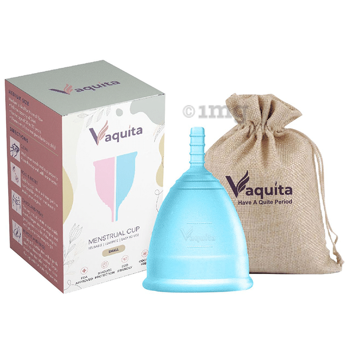 Vaquita Menstrual Cup with Jute Pouch Small Blue
