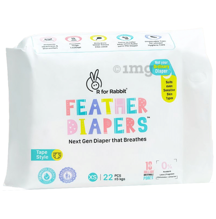 R for Rabbit Feather Tape Style Diapers XS (22 Each)