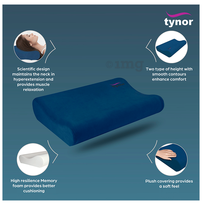 Tynor Contoured Cervical Pillow Memory Foam Blue Universal: Buy