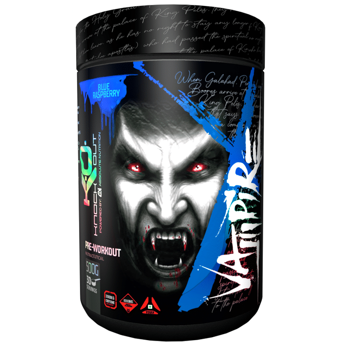 Knockout Vampire Pre-Workout Powder Blue Raspberry with Free Shaker
