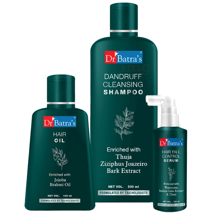 Dr Batra's Combo Pack of Hair Fall Control Serum 125ml, Hair Oil 100ml and Dandruff Cleansing Shampoo 500ml