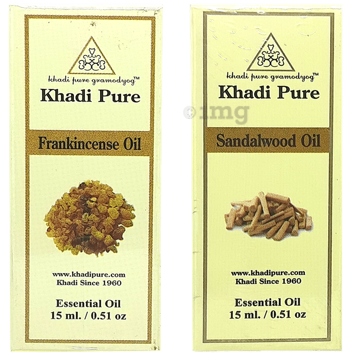 Khadi Pure Combo Pack of Frankincense Oil & Sandalwood Oil (15ml Each)