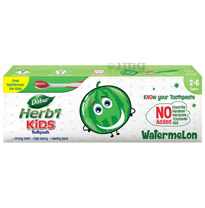 Dabur Herbal Kids 2-6 Years Toothpaste with Kids Toothbrush Free Watermelon
