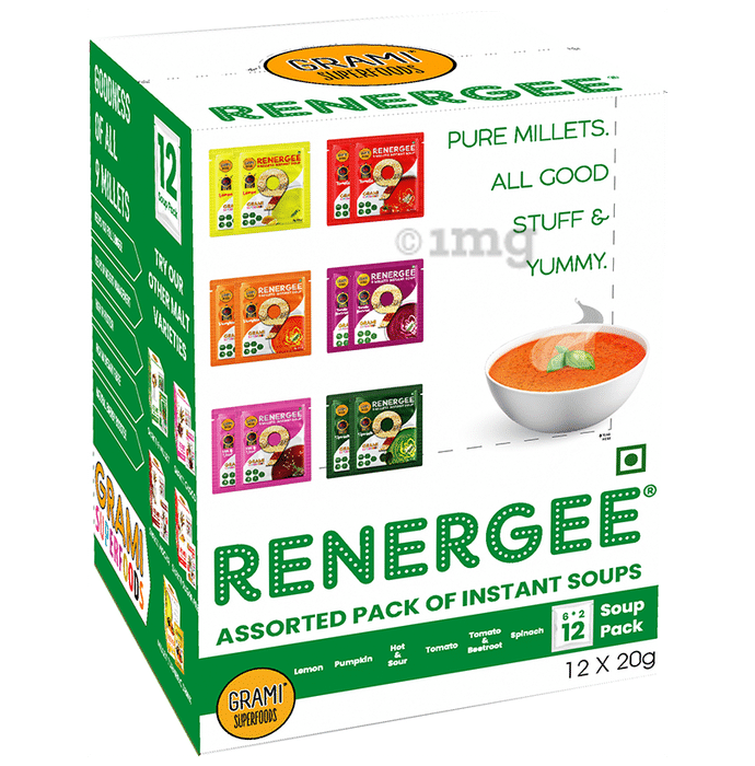 Grami Superfoods Renergee 9 Millets Instant Assorted Soup Pack (20gm Each) Assorted