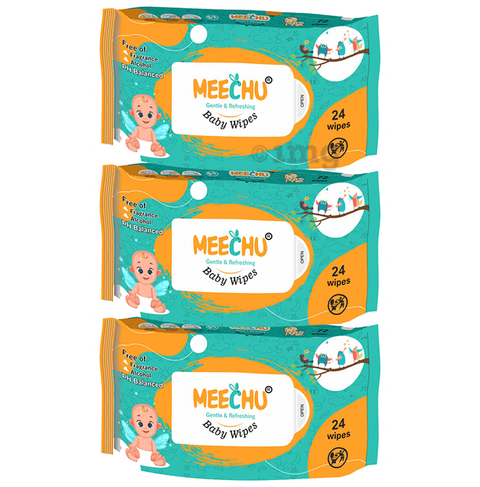 Meechu Gentle & Refreshing Baby Wipes (24 Each)