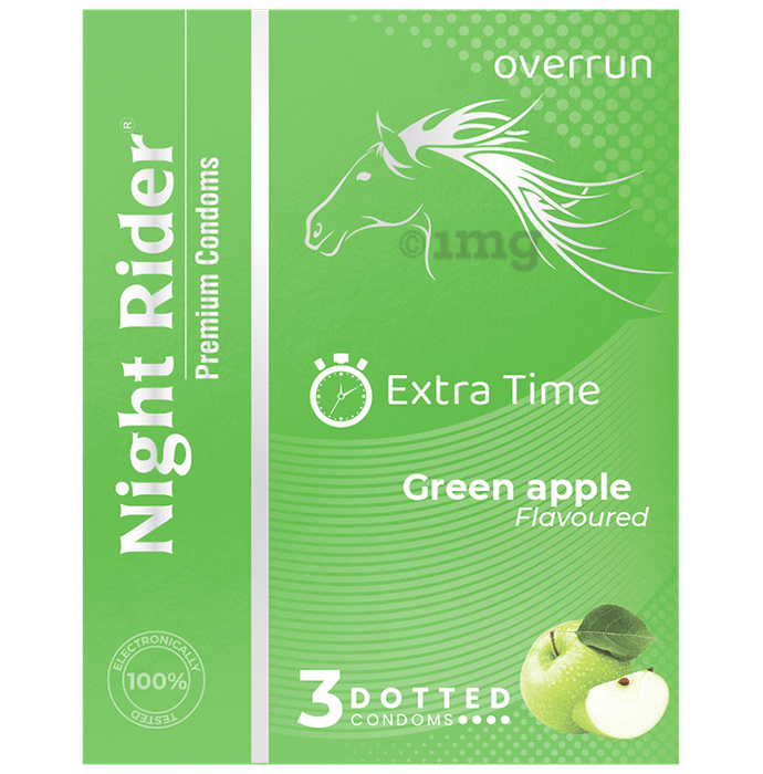 Night Rider Extra Time Dotted  Condom Green Apple