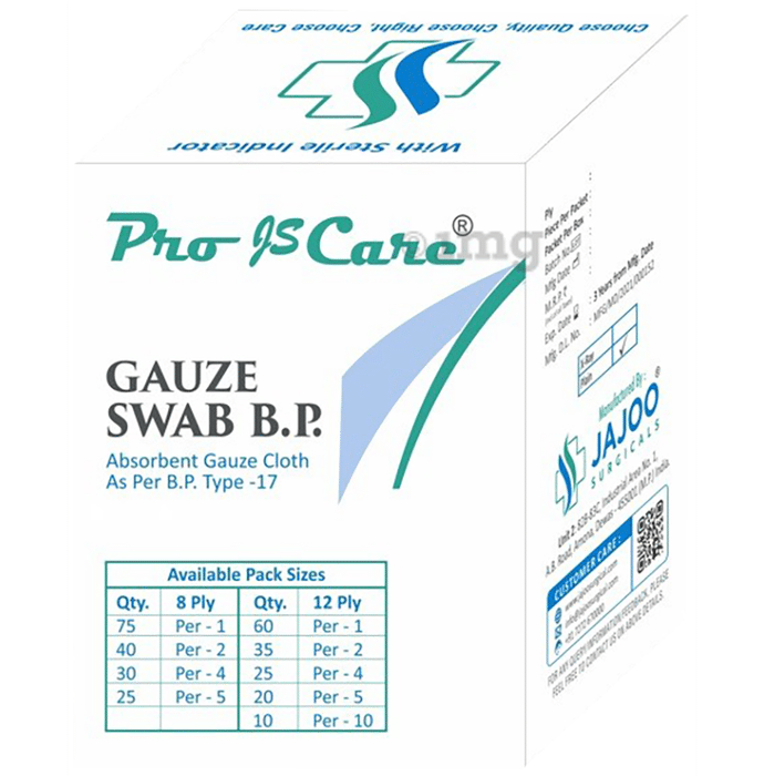 Pro Js Care Gauze Swab B.P 7.5cm x 7.5cm x 8ply
