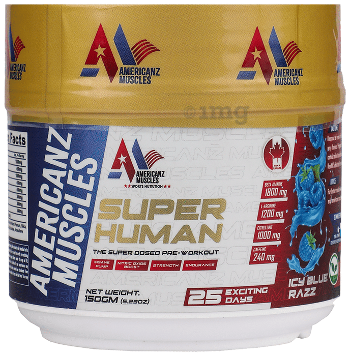 Americanz Muscles Super Human Pre-Workout Powder Icy Blue Razz