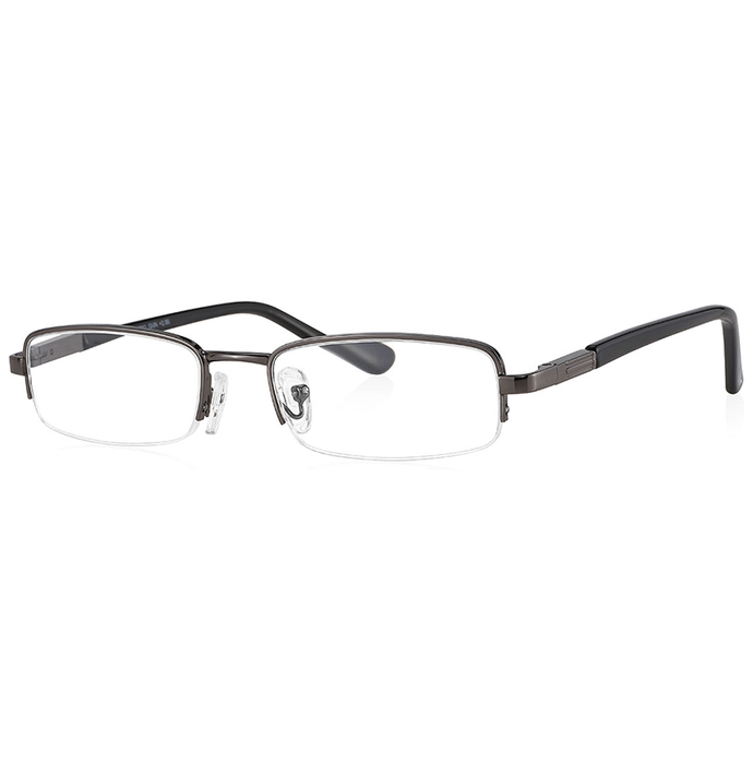 Klar Eye K 1011 Half Rim Rectangle Reading Glasses for Men and Women Shiny Gun Optical Power +1.25