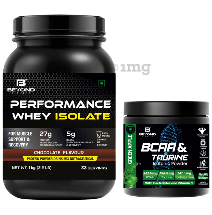 Beyond Fitness Combo Pack Of Performance whey isolate 1kg And BCAA  & Taurine isotoni 500mg