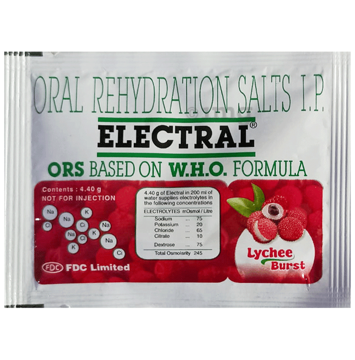 Electral | ORS for Replenishing Body Fluids & Electrolytes | For Stomach Care Lychee Burst