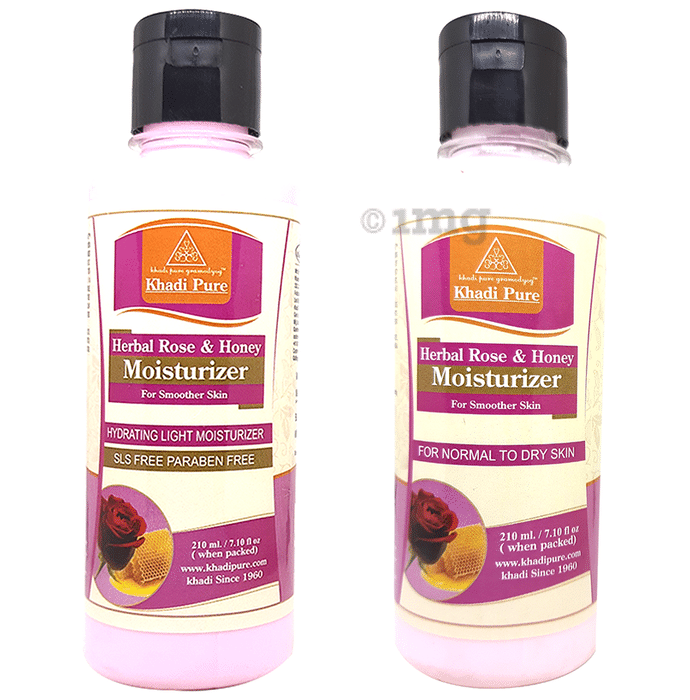 Khadi Pure Combo Pack of Herbal Rose & Honey Moisturizer SLS Free & Paraben Free & Herbal Rose & Honey Moisturizer (210ml Each)