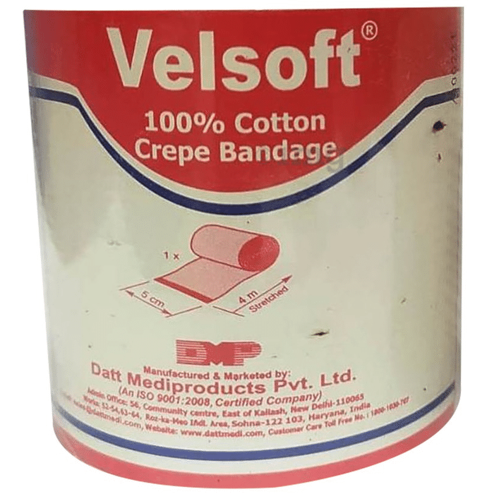 Velsoft 100% Cotton Crepe bandage 8cm x 4m