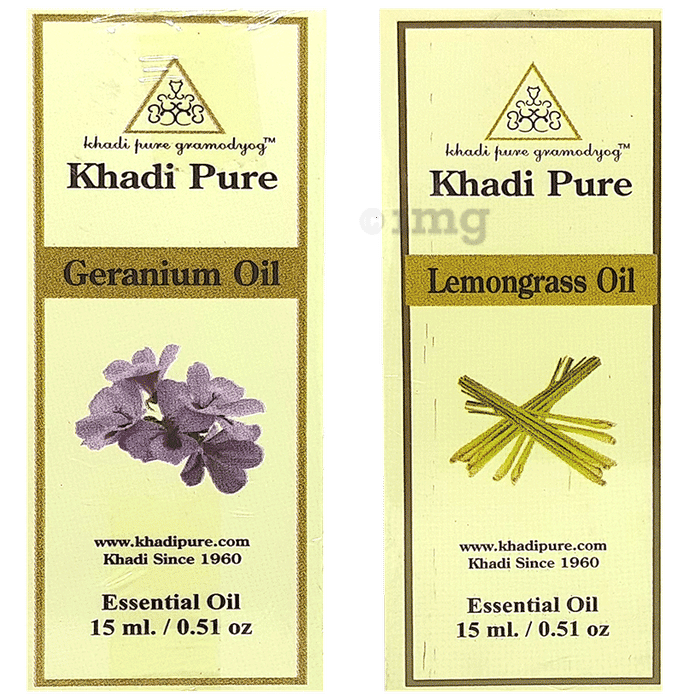 Khadi Pure Combo Pack of Geranium Oil & Lemongrass Oil (15ml Each)