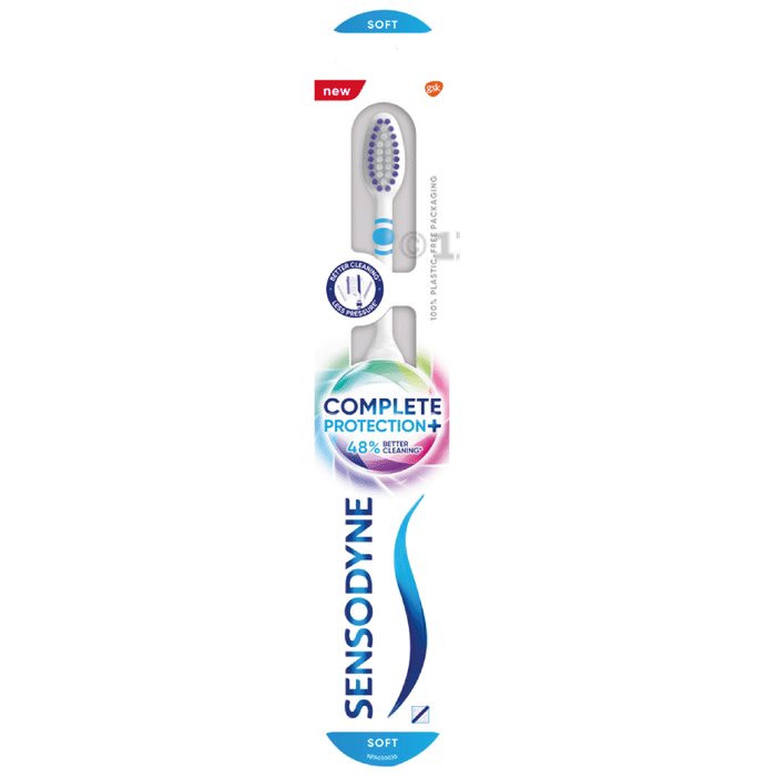 Sensodyne Toothbrush|Complete Protection + Toothbrush with Flexible Neck for 48% Better Cleaning with Soft Tapered Bristles