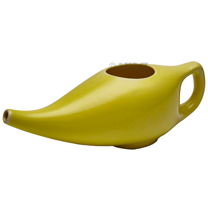 Sarveda Ceramic Jala Neti Pot for Nasal Cleansing Yellow Gold