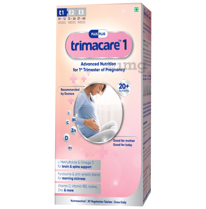 PlusPlus Trimacare 1 Prenatal Multivitamins with Omega 3 | Tablet for Pregnancy Support Tablet