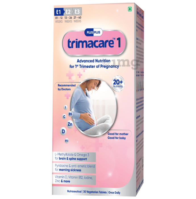 Trimacare 1 Prenatal Multivitamins with Omega 3 & L-Methylfolate Tablet for Brain Organ Development