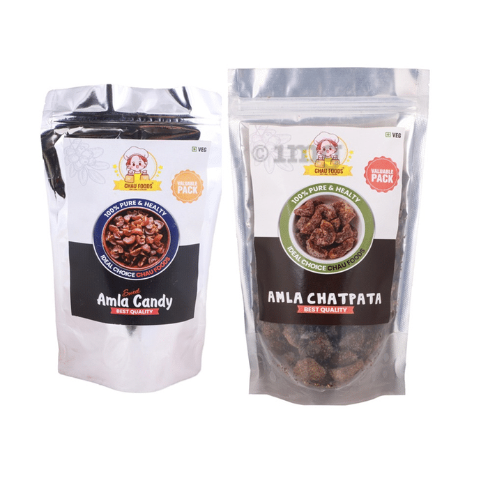 Chau Foods Combo Pack of Sweet Amla Candy & Amla Chatpata (200gm Each)