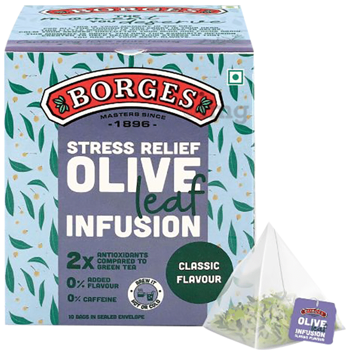 Borges Stress Relief Olive Leaf Infusion Tea Bag (1.5gm Each) Classic