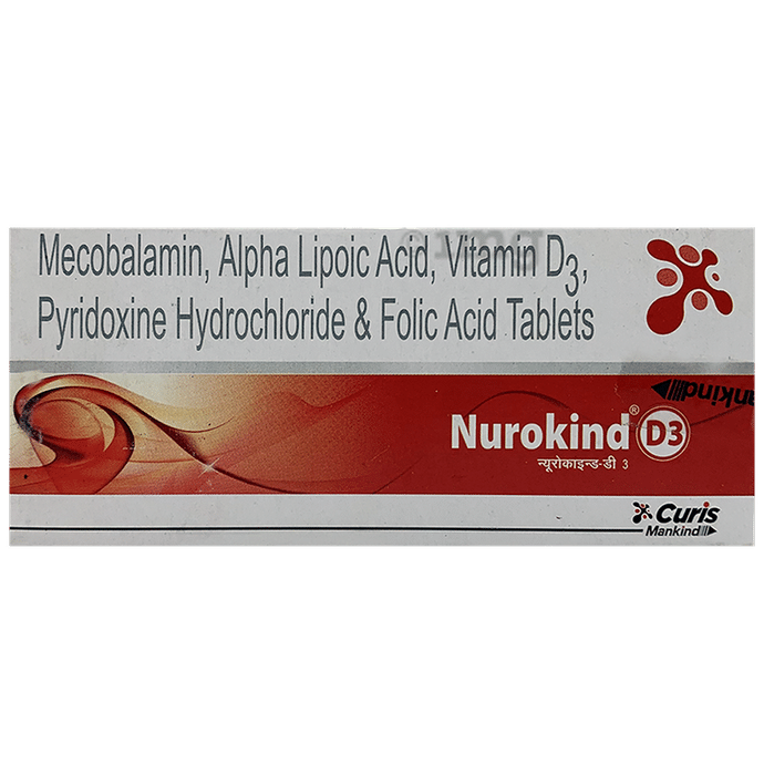 Nurokind D3 Tablet with Mecobalamin, ALA, Vitamin D3, Pyridoxine & Folic Acid