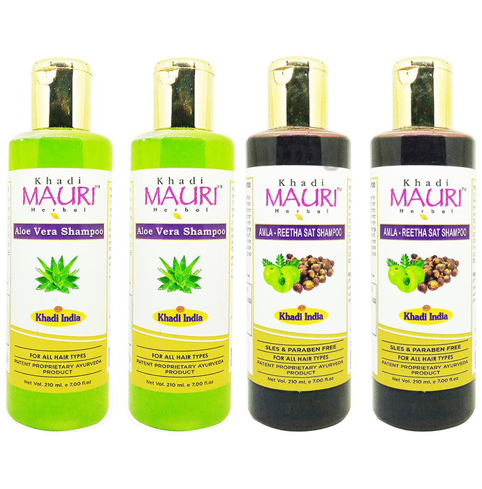 Khadi Mauri Herbal  Aloe Vera & Amla Reetha Shampoo (210ml Each)