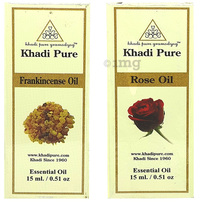 Khadi Pure Combo Pack of Frankincense Oil & Rose Oil (15ml Each)