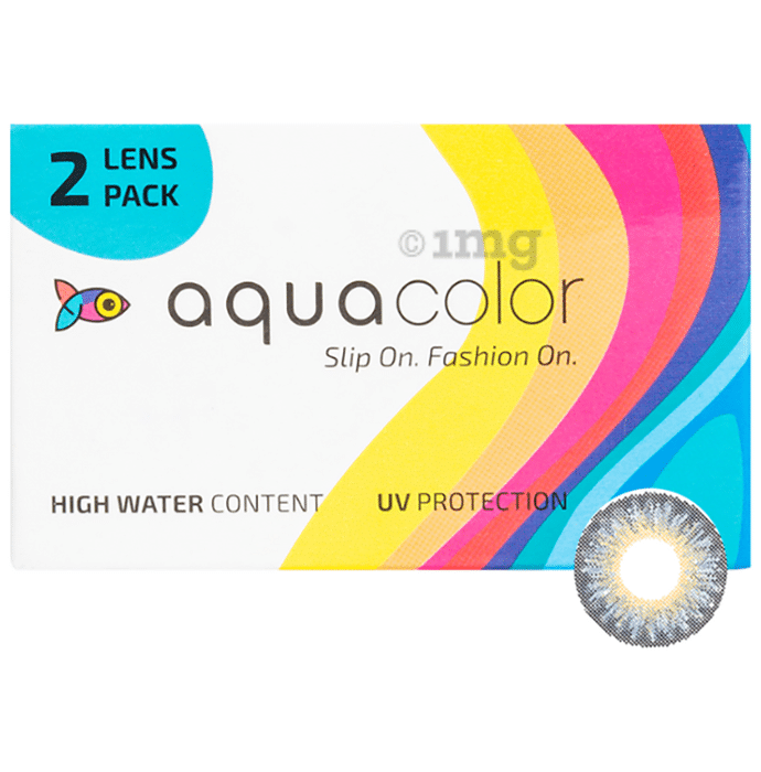 Aquacolor Grey Monthly Disposable Zero Power Contact Lens with UV Protection