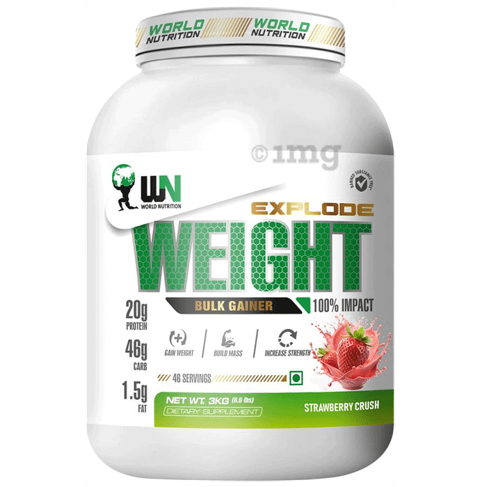 WN World Nutrition Explode Weight Bulk Gainer Powder Strawberry Crush
