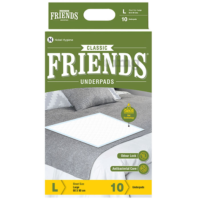 Friends Classic Disposable Underpads,Soft & Super Absorbency Large