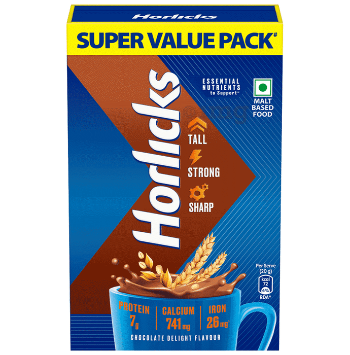 Horlicks Drink Powder with Zinc, Vitamin C & D | Nutrition Care | Flavour Chocolate Delight