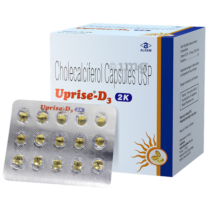 Uprise-D3 Cholecalciferol 2K Soft Gelatin Capsule | For Bone & Joint Health