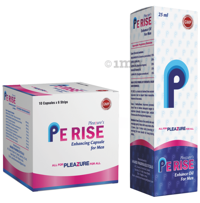 Pleazure's Combo Pack of Pe Rise Enhancing Capsule 60 & Enhance Oil 25ml for Men