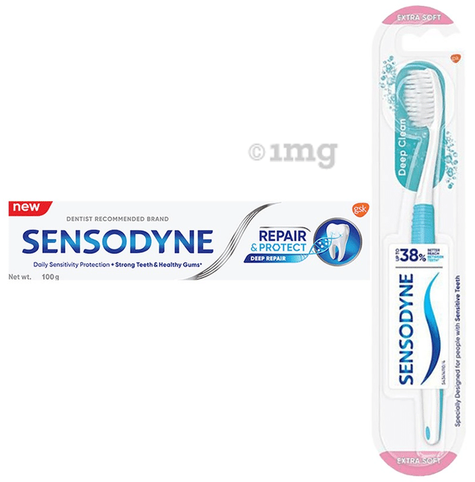 Combo Pack of Sensodyne Repair & Protect Sensitive Toothpaste (100gm) & Sensodyne Deep Clean Toothbrush