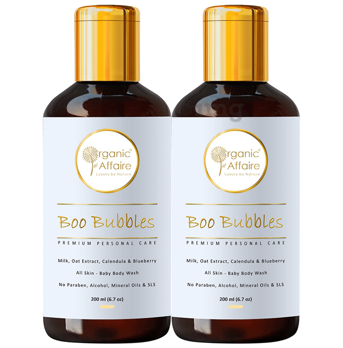 Organic Affaire Boo Bubbles Baby Body Wash (200ml Each) with Milk, Oat, Calendula & Blueberry