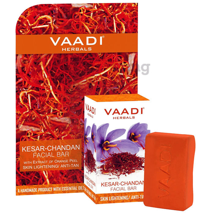 Vaadi Herbals Super Value Pack of Kesar Chandan Facial Bars with Extract of Orange Peel (25gm Each)