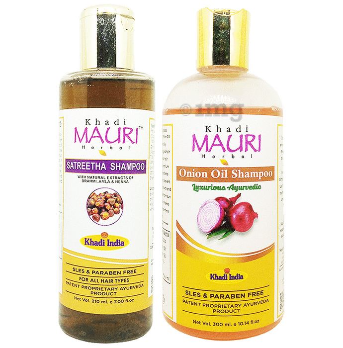 Khadi Mauri Herbal Combo Pack of Onion Oil (300ml) & Satreetha (210ml)Shampoo