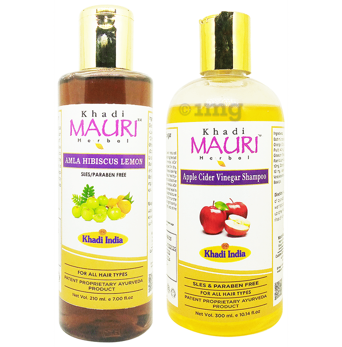 Khadi Mauri Herbal Pack Of Amla Hibiscus Lemon & Apple Cidar Vinegar Shampoo (255ml Each)