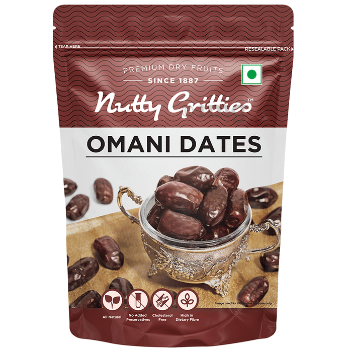 Nutty Gritties Omani Dates (500gm Each) | High in Energy & Dietary Fibre