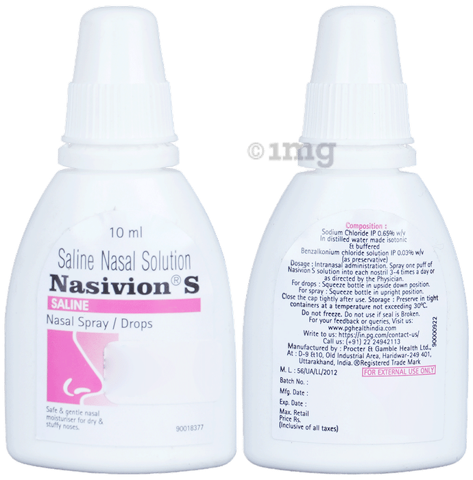 Nasivion S Saline Nasal Drops | Safe & Gentle Nasal Moisturiser for Dry & Stuffy Nose
