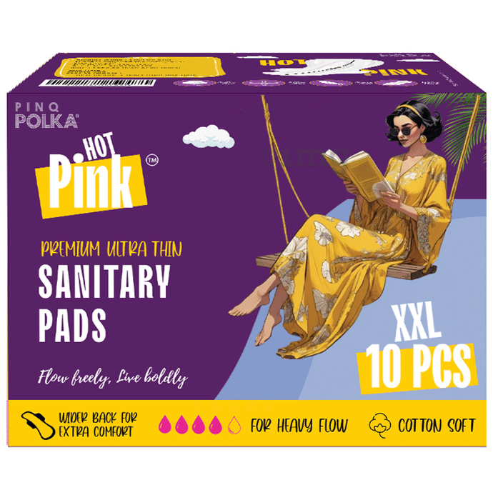 Pinq Polka Hot Pink Premium Ultra Thin Sanitary Pads XXL
