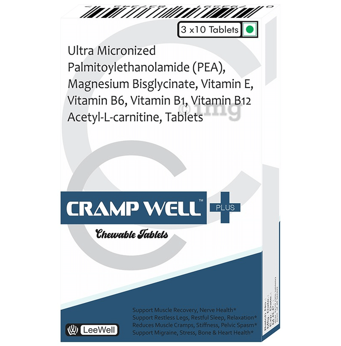 LeeWell Crampwell Plus Magnesium, Carnitine, B12 | Muscle Function, Nerve Weakness, Cramps & Migraine(10 Each)