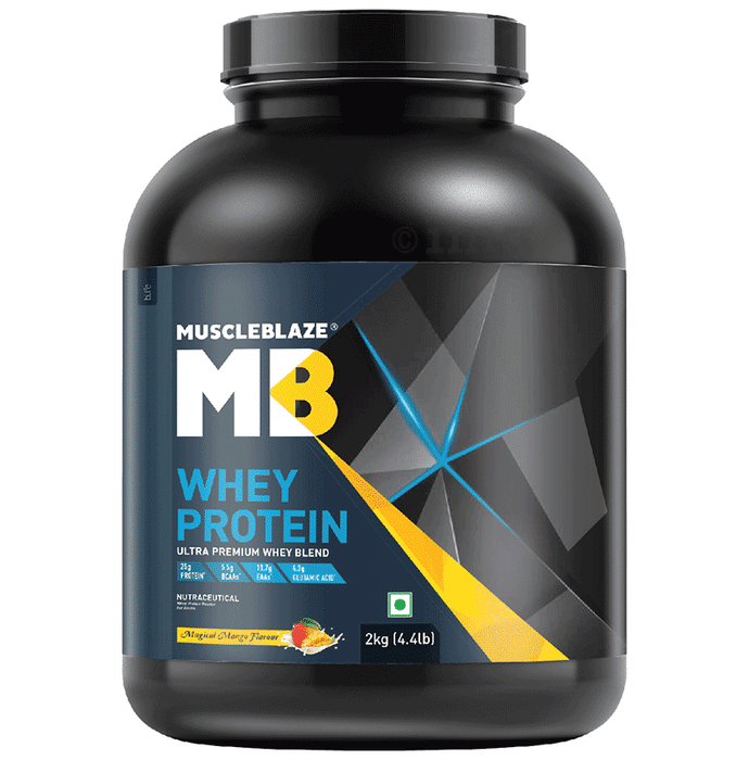 MuscleBlaze Whey Isolate Protein Blend Powder | Added Digestive Enzymes & Glutamic Acid | For Muscle Gain | Flavour Magical Mango