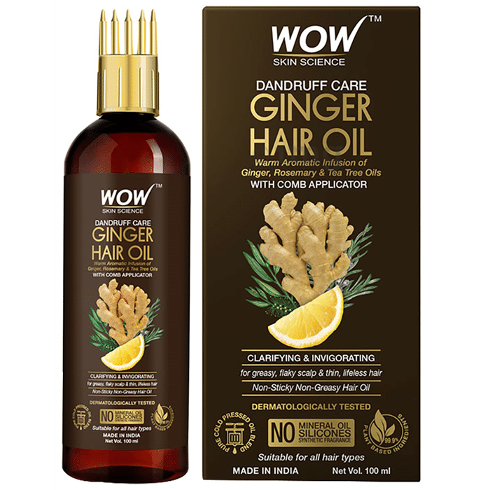 WOW Skin Science Dandruff Care Ginger Hair Oil with Comb Applicator