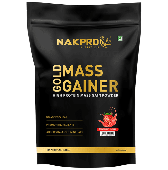 Nakpro Nutrition Gold Mass Gainer Powder Strawberry